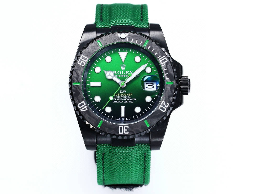 Rolex Submariner Automatic Carbon Green&Black Two-tone Leather