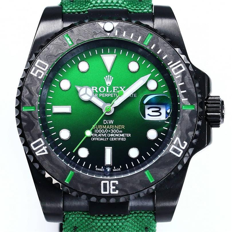 Rolex Submariner Automatic Carbon Green&Black Two-tone Leather