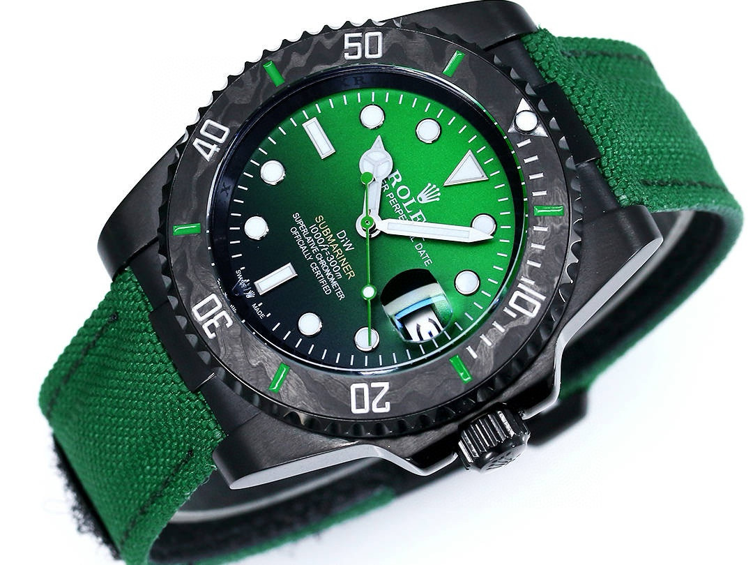 Rolex Submariner Automatic Carbon Green&Black Two-tone Leather