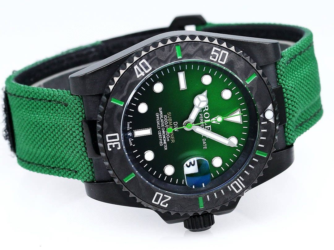 Rolex Submariner Automatic Carbon Green&Black Two-tone Leather