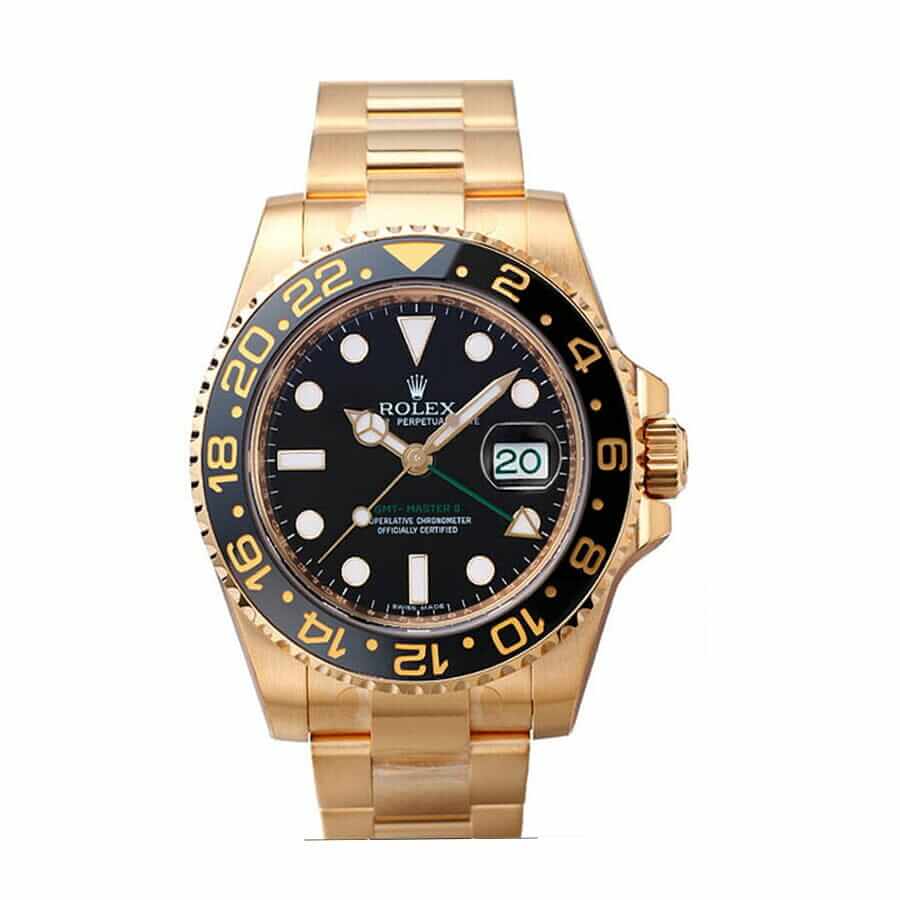 Rolex GMT-Master ll 116718LN Gold Watch Black Dial Oyster Replica