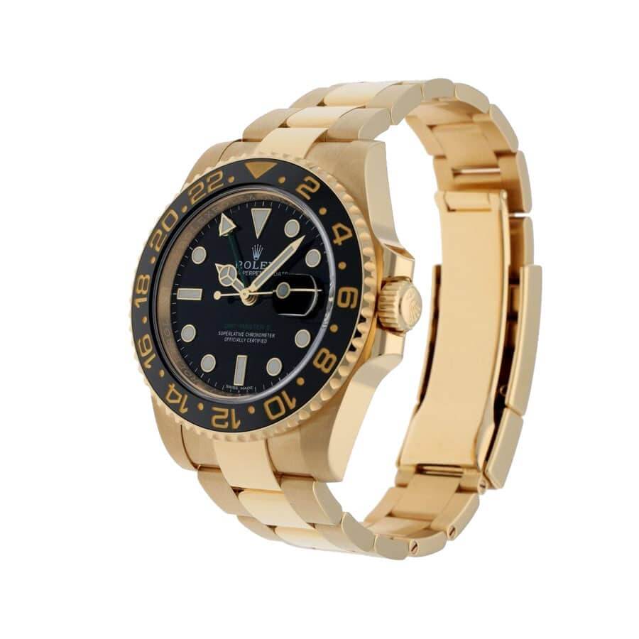 Rolex GMT-Master ll 116718LN Gold Watch Black Dial Oyster Replica