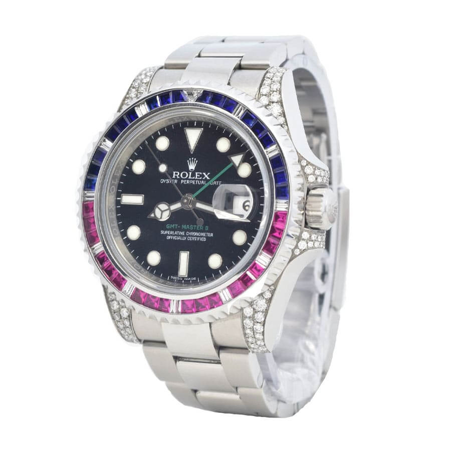 ROLEX GMT MASTER II 116710 DIAMOND BLACK DIAL OYSTER REPLICA