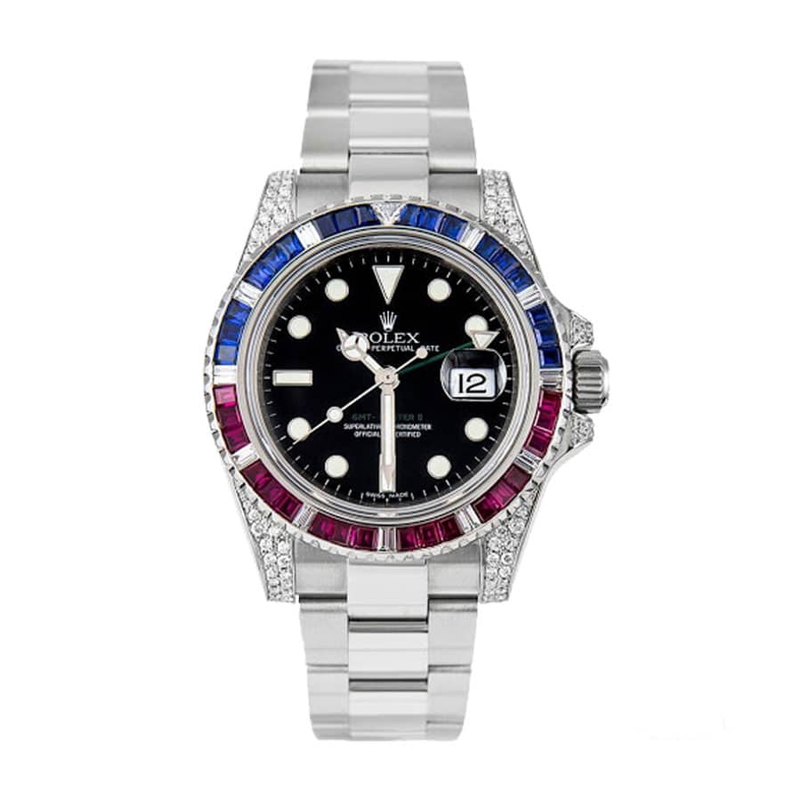 ROLEX GMT MASTER II 116710 DIAMOND BLACK DIAL OYSTER REPLICA