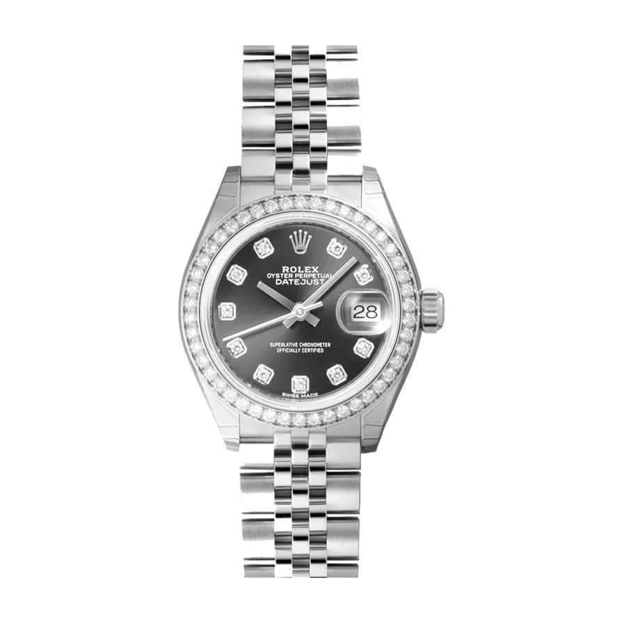 Rolex Datejust 279384RBR White Gold Automatic Dark Grey Diamond Dial Jubilee Replica