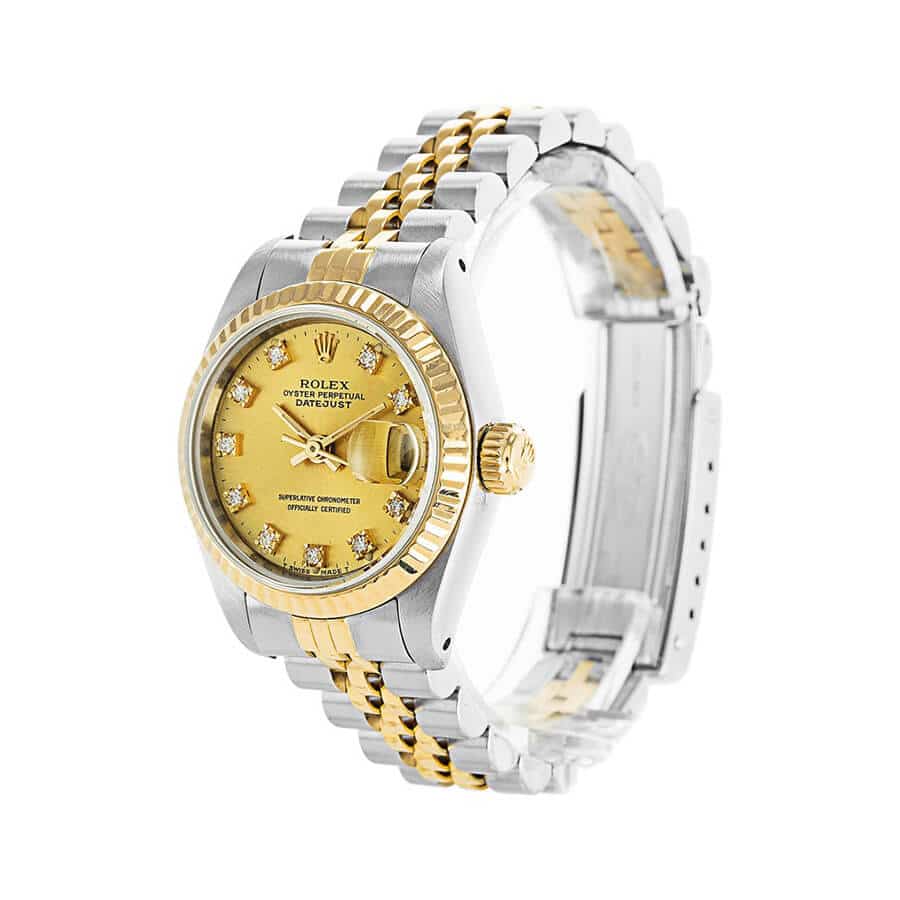 Rolex Datejust Yellow Gold Steel Diamond Dial Ladies 69173 Jubilee Replica