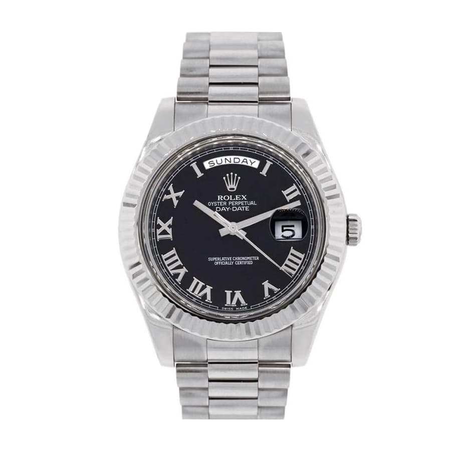 Rolex Day Date II Presidential Black Roman Dial 218239 Jubilee Replica