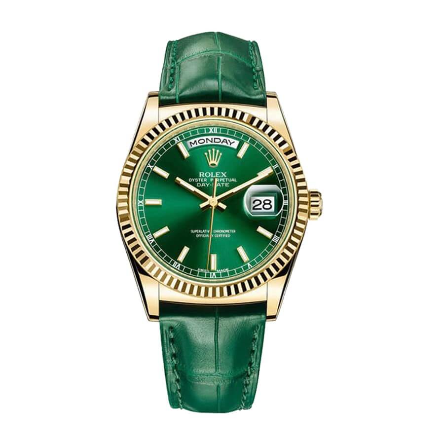 Rolex Day-Date 118138-0003 V5 Yellow Gold Green Dial Replica