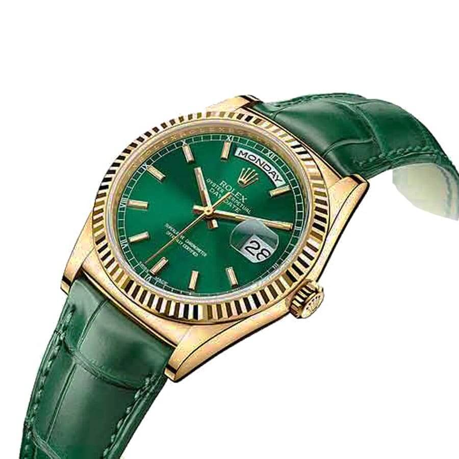 Rolex Day-Date 118138-0003 V5 Yellow Gold Green Dial Replica