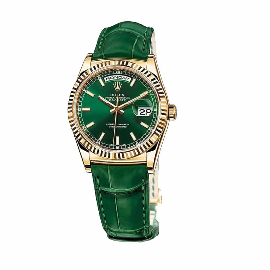 Rolex Day-Date 118138-0003 V5 Yellow Gold Green Dial Replica