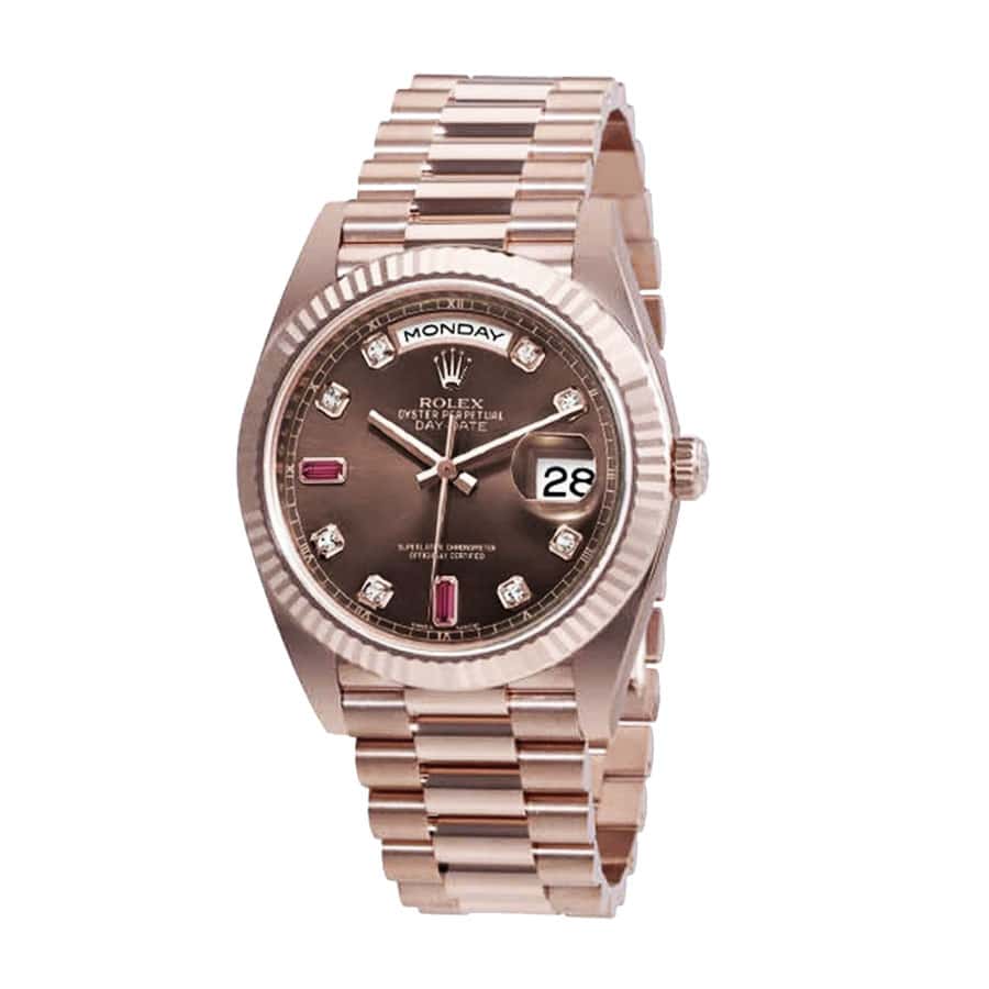 Rolex Day-Date 128235 AR Rose Gold Wrapped Chocolate Dial Replica