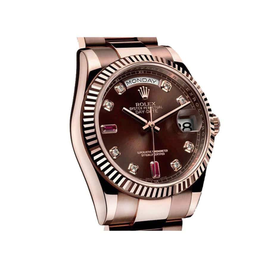 Rolex Day-Date 128235 AR Rose Gold Wrapped Chocolate Dial Replica