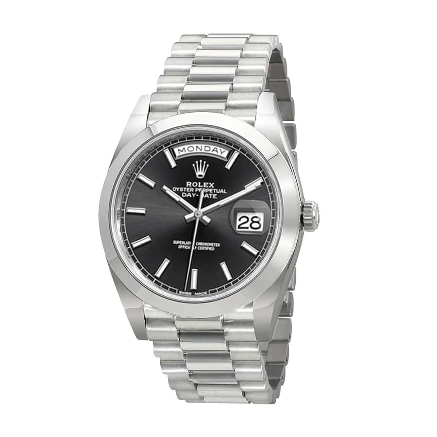 Rolex Day-Date 228206 KW Stainless Steel Black Diagonal Dial Replica