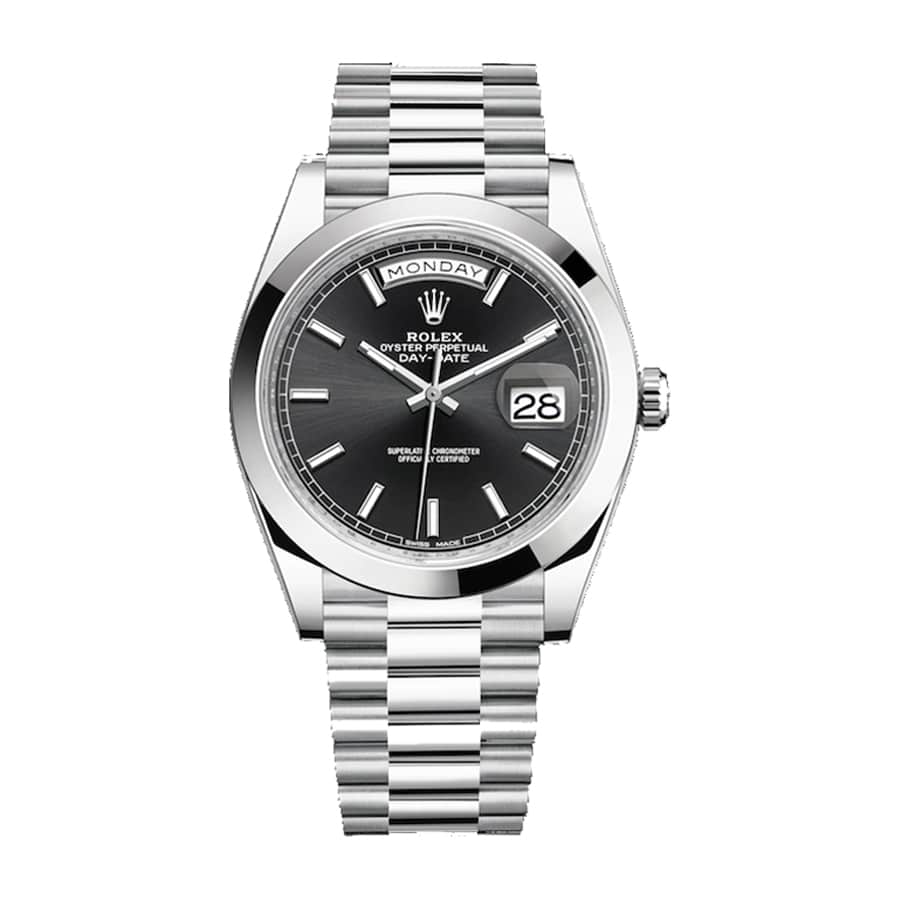 Rolex Day-Date 228206 KW Stainless Steel Black Diagonal Dial Replica