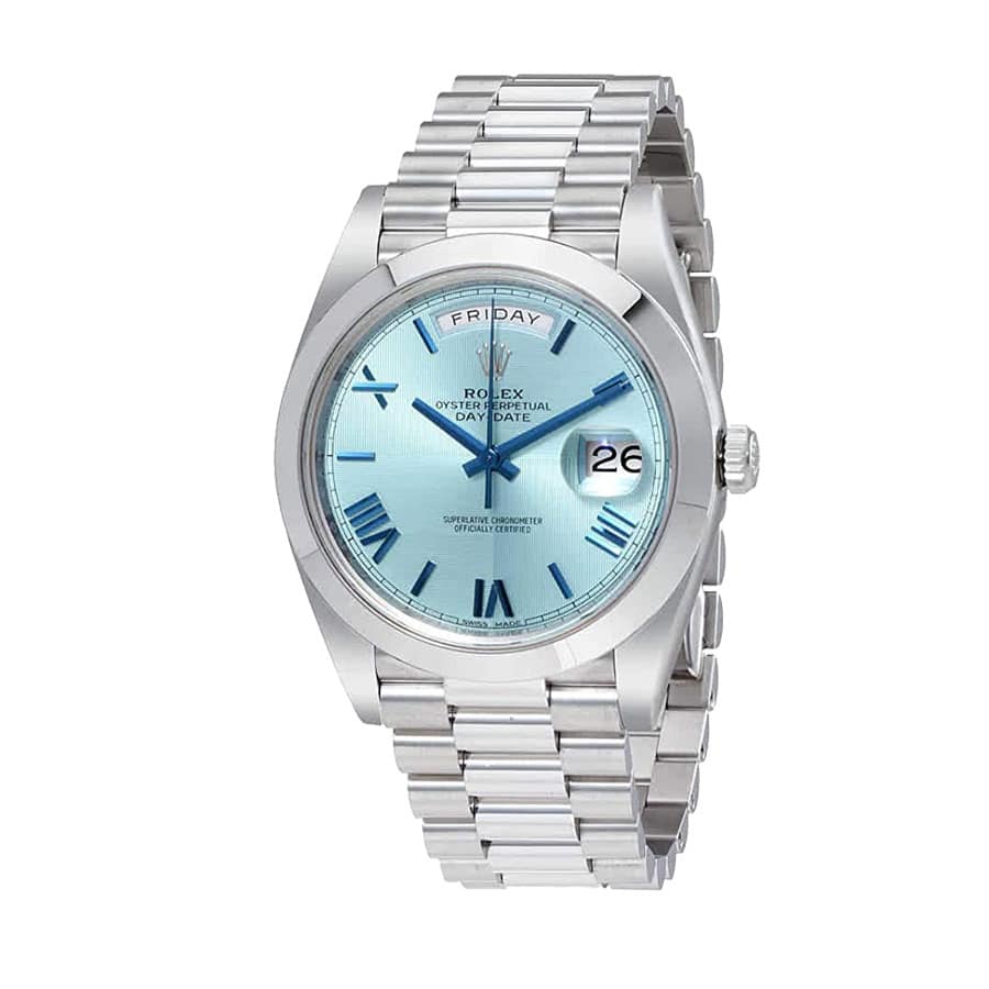 Rolex Day-Date 228206 Stainless Steel Blue Diagonal Dial Oyster Replica