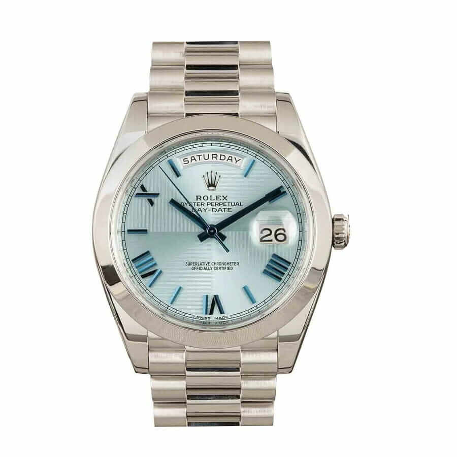 Rolex Day-Date 228206 Stainless Steel Blue Diagonal Dial Oyster Replica