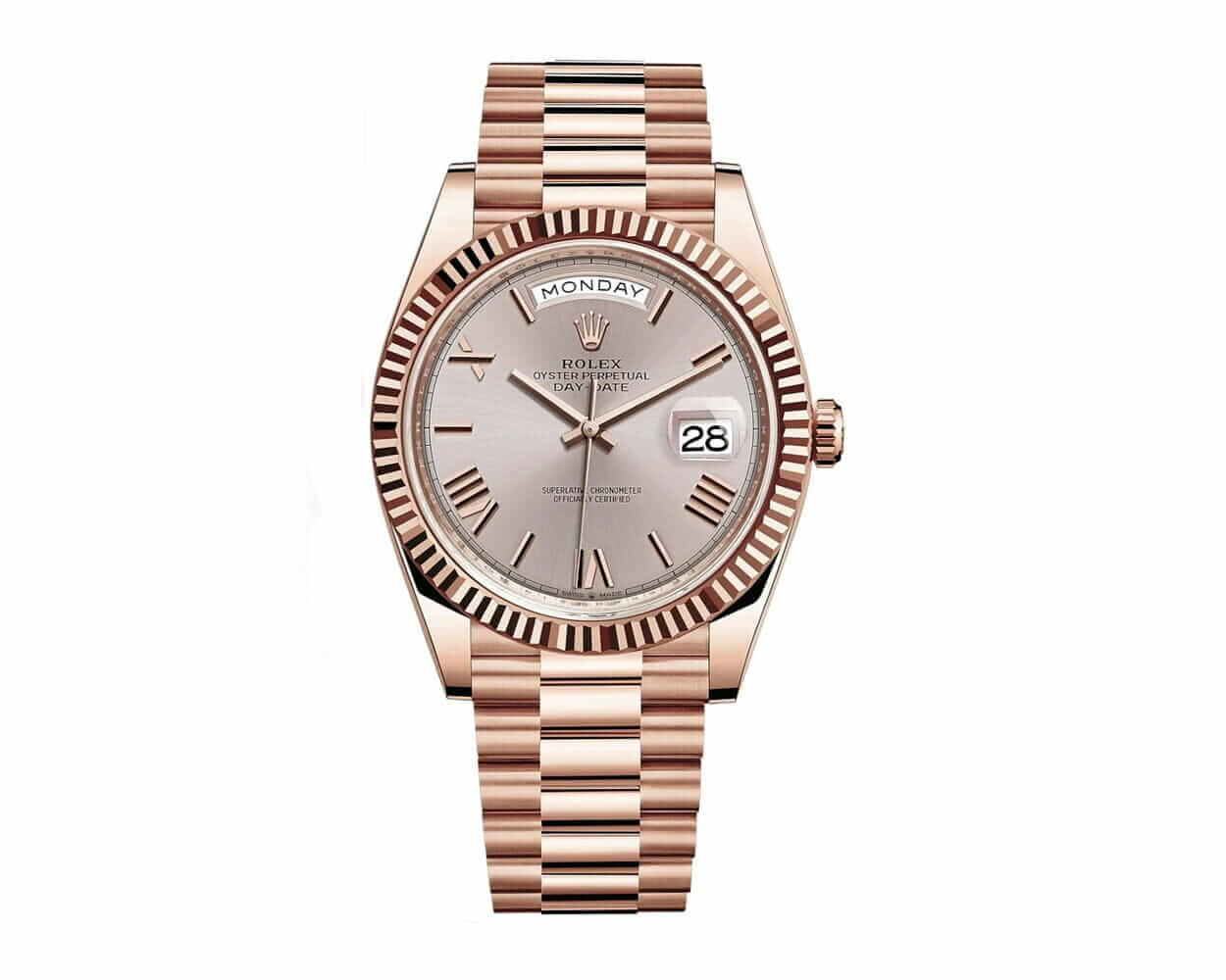 Rolex Day-Date 228235 AR Rose Gold Wrapped Rhodium Dial Replica