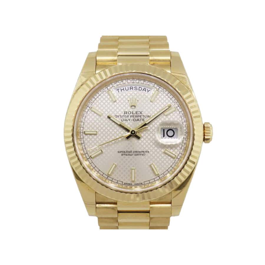 Rolex Day-Date 228238 Yellow Gold Silver Diagonal Dial Replica