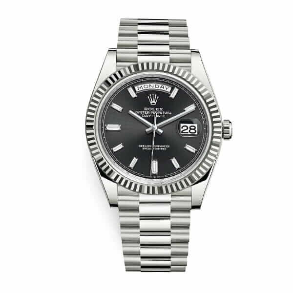 Rolex Day-Date 228239 Silver Black Dial Replica