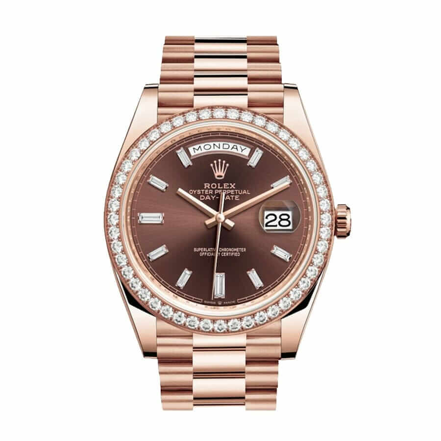 Rolex Day-Date 228345RBR Chocolate Dial Diamond Bezel Replica