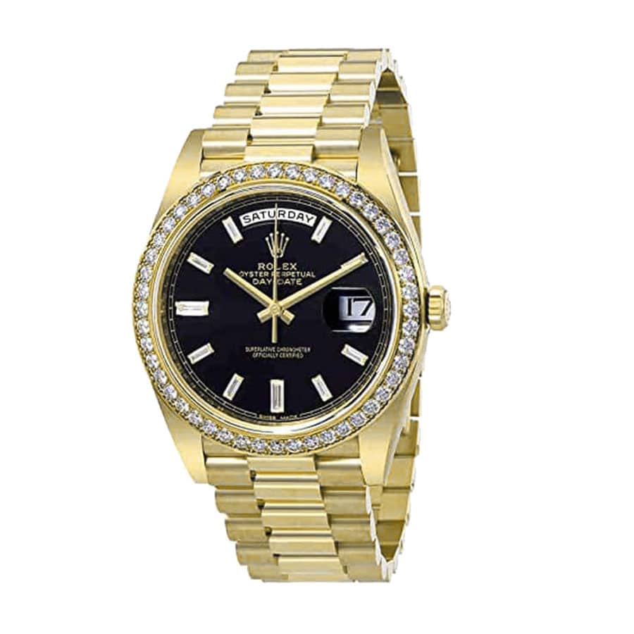 Rolex Day-Date 228398TBR Yellow Gold & Diamonds Black Dial Replica