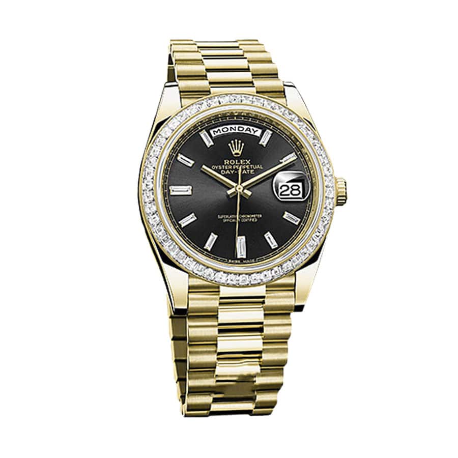 Rolex Day-Date 228398TBR Yellow Gold & Diamonds Black Dial Replica