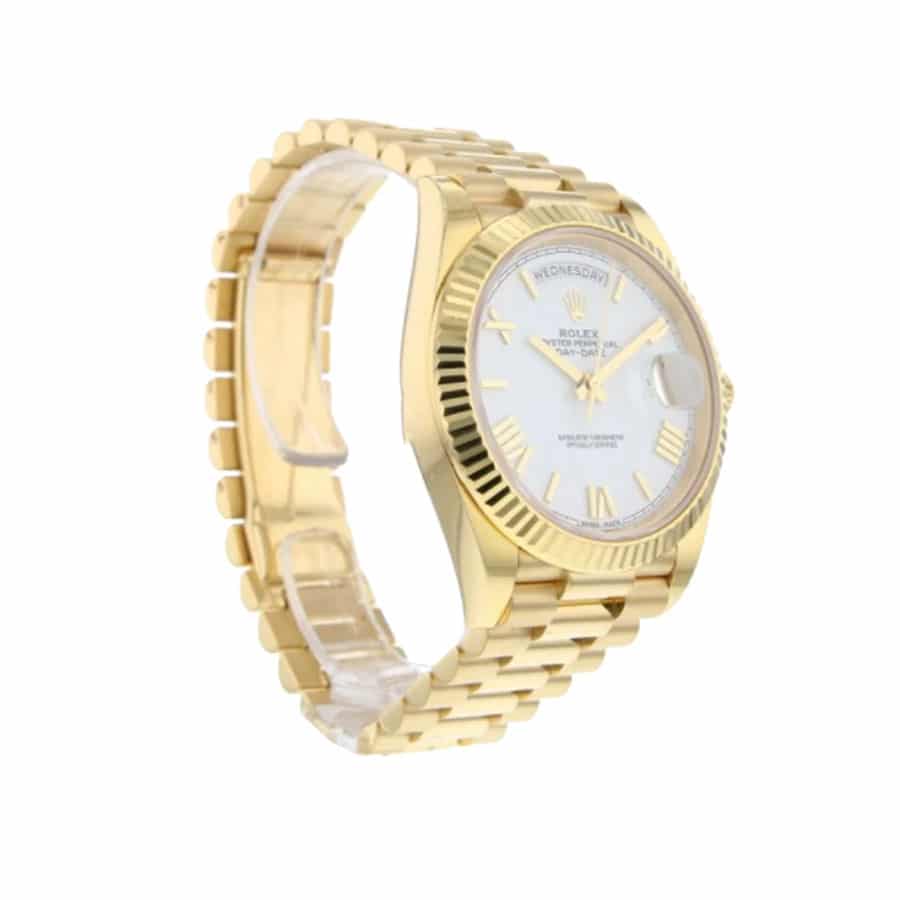 Rolex Day-Date 40 228238-0042 2018 EW Yellow Gold Silver Diagonal Dial Replica