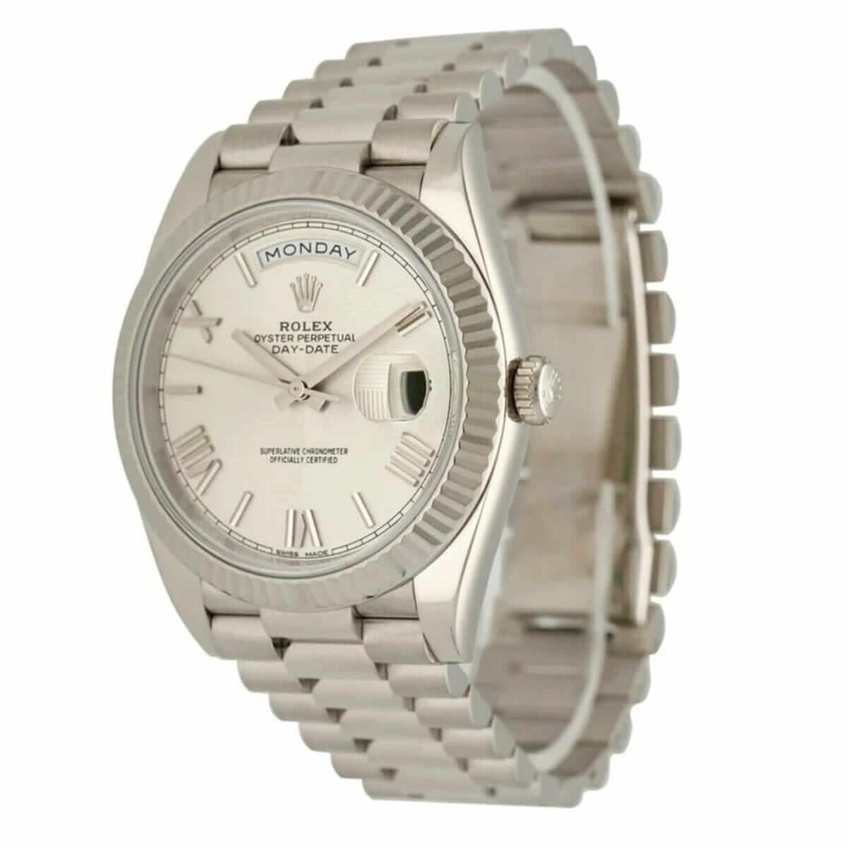 Rolex Day-Date 40 228239 EW Stainless Steel White Gold Dial Oyster Replica