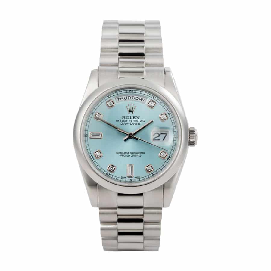 Rolex Day-Date II 218206-0009 V6 Stainless Steel Ice Blue Dial Replica