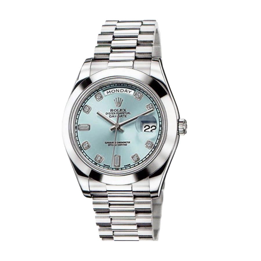 Rolex Day-Date II 218206-0009 V6 Stainless Steel Ice Blue Dial Replica