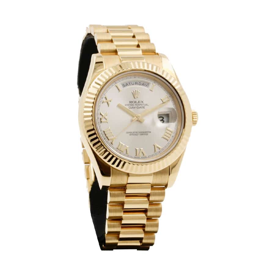 Rolex Day-Date II Collection Gold Silver White Dial 218238 Replica