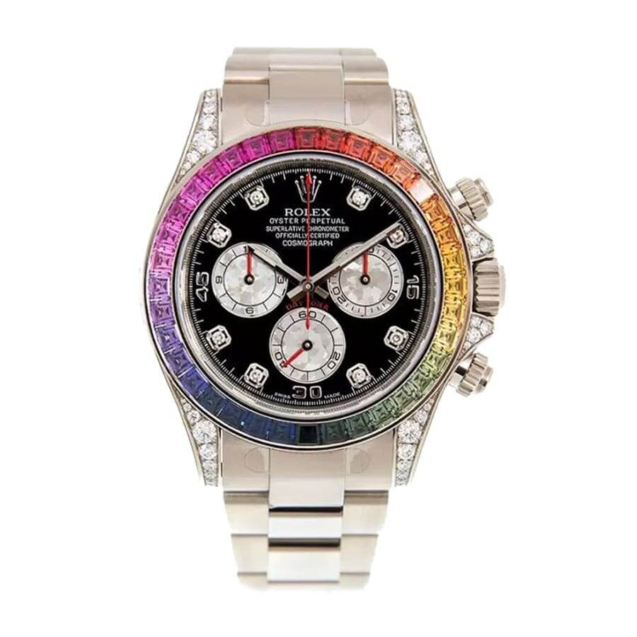 Rolex Daytona Cosmograph White Gold Diamond Set Custom Rainbow 116599RBow Oyter Replica