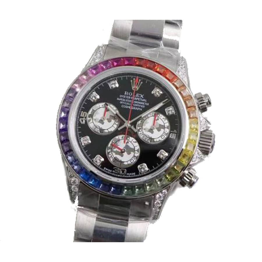 Rolex Daytona Cosmograph White Gold Diamond Set Custom Rainbow 116599RBow Oyter Replica