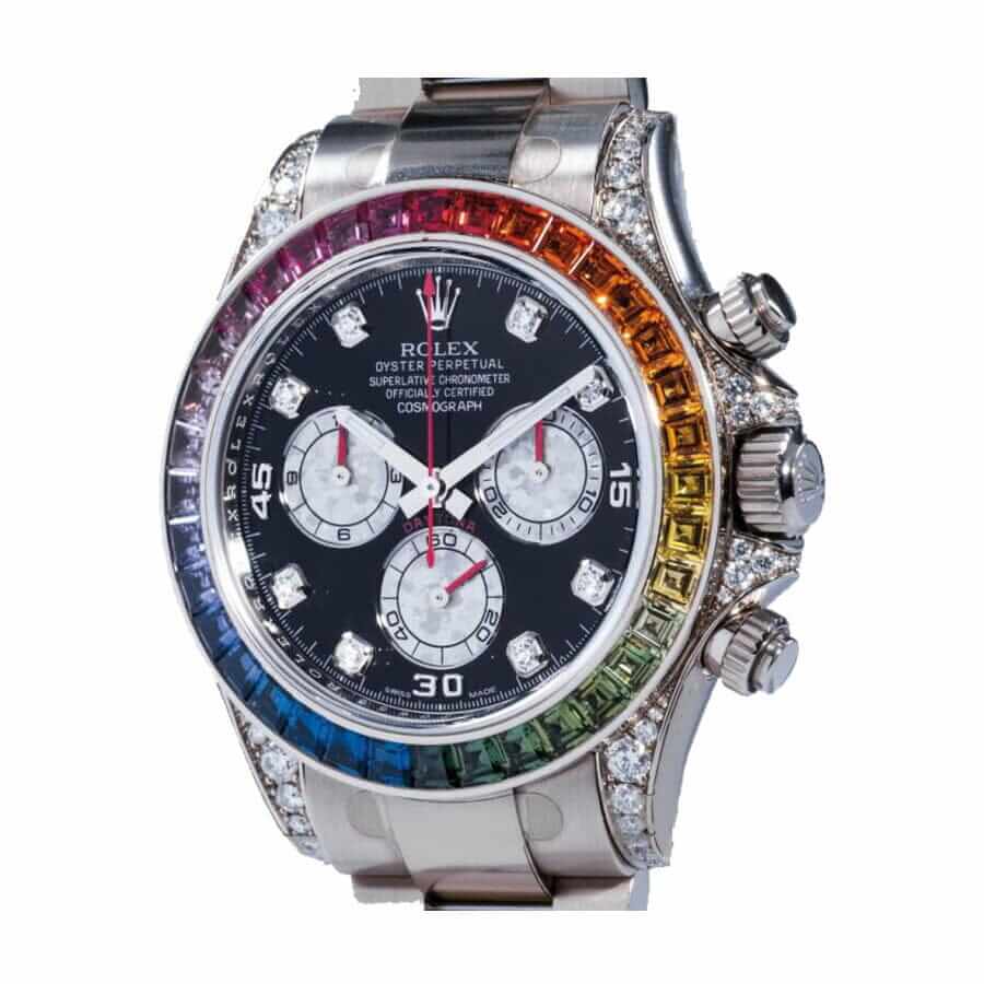 Rolex Daytona Cosmograph White Gold Diamond Set Custom Rainbow 116599RBow Oyter Replica