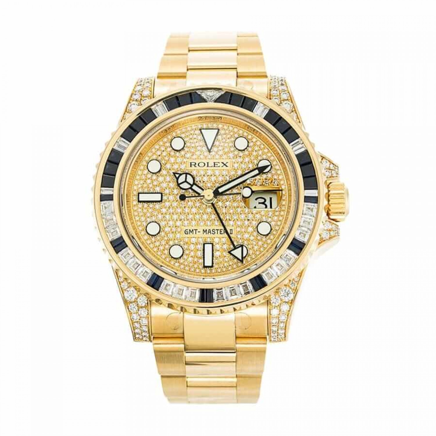 Rolex GMT-Master 116758SA Yellow Gold Diamond Gold Dial Oyster Replica