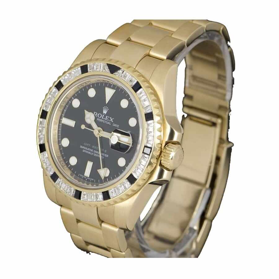 Rolex GMT-Master l 116748SANR Yellow Gold Automatic Black Dial lced out Replica