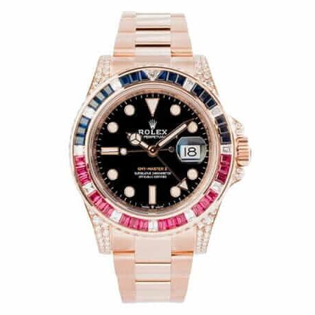 Rolex GMT-Master ll 126755SARU Diamond Bezel Black Dial Replica