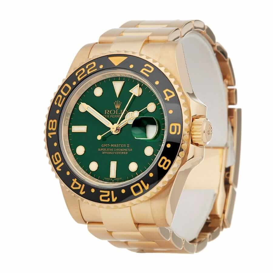 Rolex GMT-Masterll 11678LN Yellow GoldGreen Dial oyster Replica